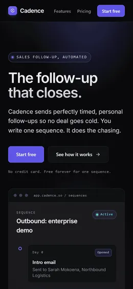 Cadence mobile homepage