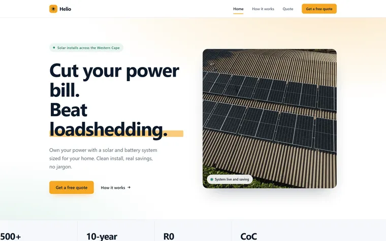 Helio desktop homepage