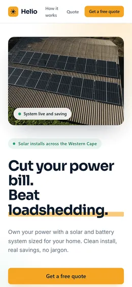 Helio mobile homepage